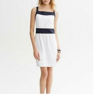 Banana Republic Navy Blue White Ponte Sheath dress